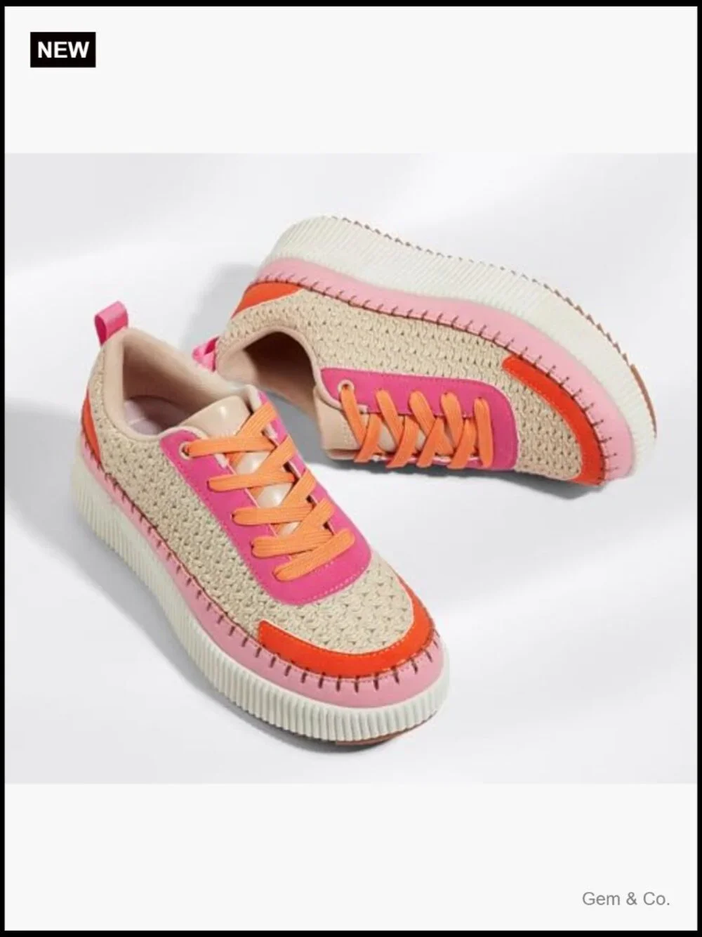 Platform Sneakers Rhinestone Chunky Casual Retro Braided Walking Shoes